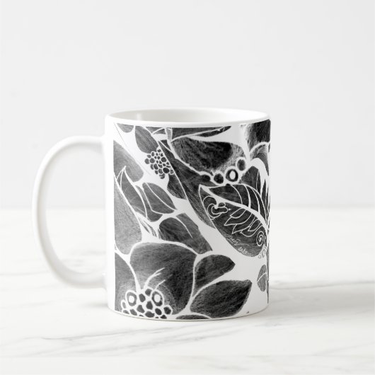Mug Floral noir blanc (Gauche)
