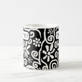 Mug Floral noir blanc & Fleurs à perles Personnalisées (Centre)