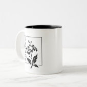 Mug floral noir et blanc personnalisable (Devant gauche)