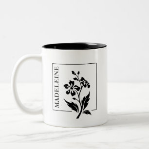 Mug floral noir et blanc personnalisable