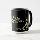 Mug Floral noir et or (Devant droit)