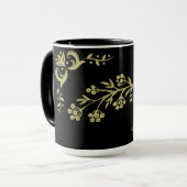 Mug Floral noir et or (Devant gauche)