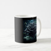 Mug Floral noir Rose (Devant droit)