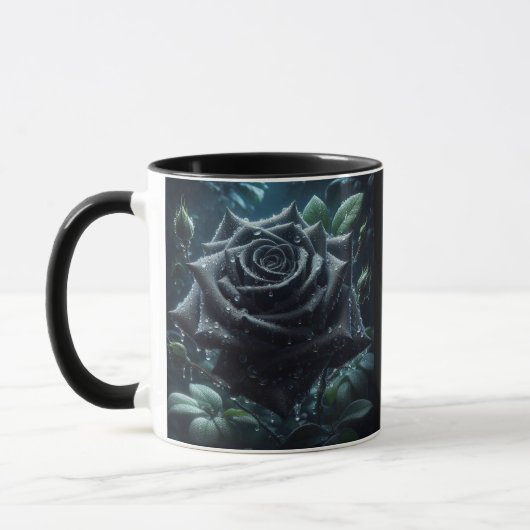 Mug Floral noir Rose (Gauche)