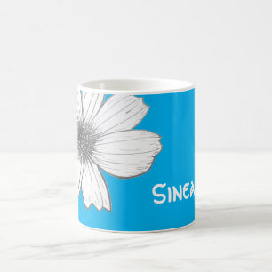 Mug Floral Nom personnalisé Bleu clair