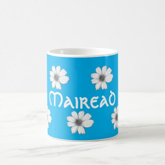 Mug Floral Nom personnalisé clair bleu (Centre)