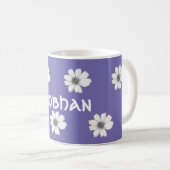 Mug Floral Nom personnalisé violet (Devant droit)