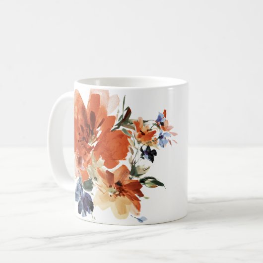 Mug Floral orange et bleu (Devant gauche)