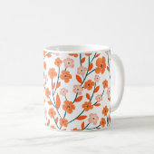 Mug Floral Orange Pastel Blanc sans couture (Devant droit)