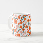 Mug Floral Orange Pastel Blanc sans couture (Devant gauche)