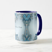 Mug Floral Orné Bleu (Devant droit)