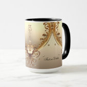 Mug Floral Orné Doré (Devant droit)