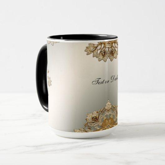 Mug floral orné doré (Devant gauche)