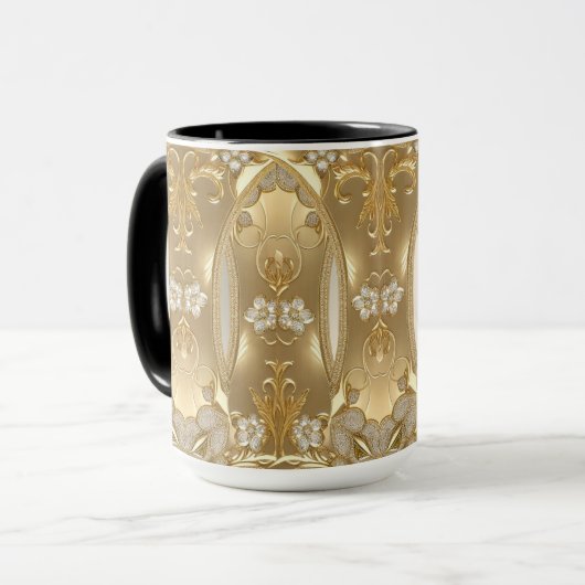 Mug floral orné doré (Devant gauche)