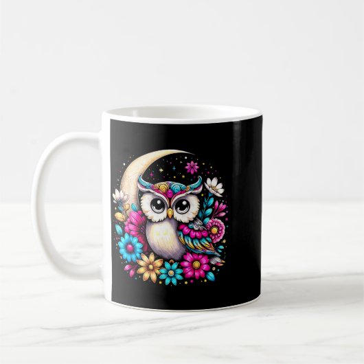 Mug Floral Owl And Moon  (Gauche)