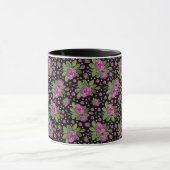 Mug Floral Pattern Lilac Pink Green Black (Centre)