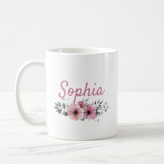 Mug Floral Personnalisé Avec Nom (Gauche)