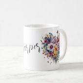 Mug floral personnalisé avec nom et floraison (Devant droit)