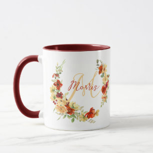 Mug floral personnalisé d'automne 