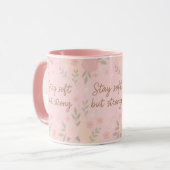 Mug Floral Pink Inspirational Quote – Stay Soft (Devant gauche)