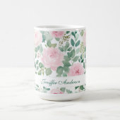 Mug Floral Pink Rose with Custom Name (Centre)