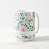 Mug Floral Pink Rose with Custom Name (Devant droit)