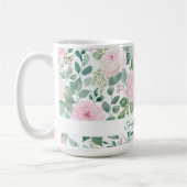 Mug Floral Pink Rose with Custom Name (Gauche)