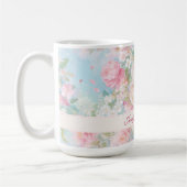 Mug Floral Pink & White Roses with Custom Name (Gauche)