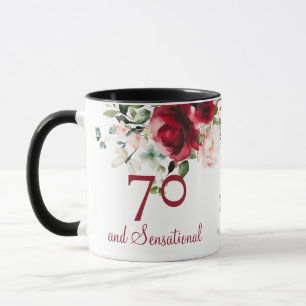 Mug floral pour 70e anniversaire