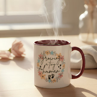 Mug Floral Pregnancy Mug, Growing A Tiny Human