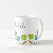 Mug Floral Printemps Vert Moderne Fleurit Nom personna (Devant droit)