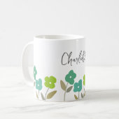 Mug Floral Printemps Vert Moderne Fleurit Nom personna (Devant gauche)