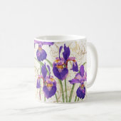 Mug Floral Purple Iris Gold Damask Monogramme Nom (Devant droit)