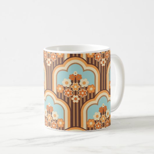Mug Floral Retro : les années 70 revival du papier pei (Devant droit)
