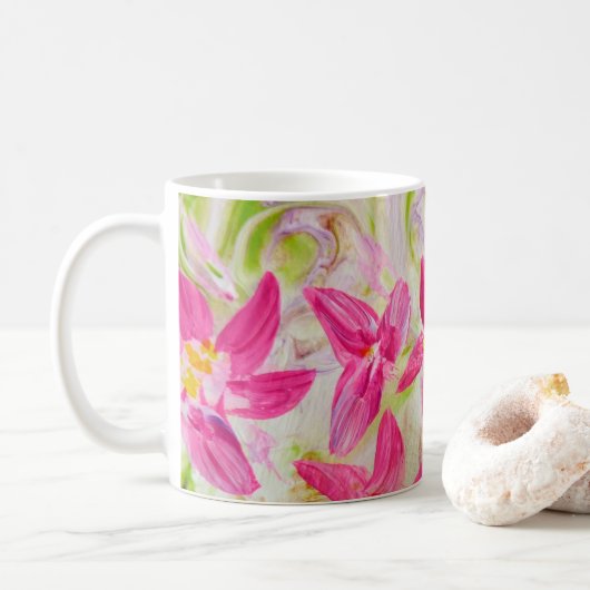 Mug Floral rose Abstrait (Avec donut)