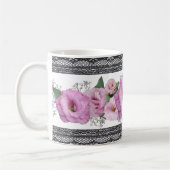 Mug Floral Rose Avec Bordure De Dentelle Noire (Gauche)