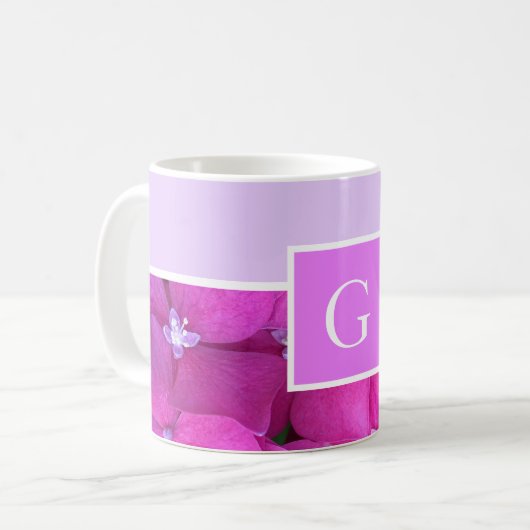 Mug Floral rose clair monogramme (Devant gauche)