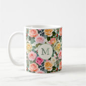 Mug Floral Rose Élégantes Fleurs Jolies Monogrammes (Gauche)