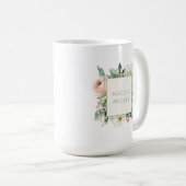 Mug Floral rose et blanc avec nom (Devant droit)