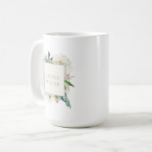 Mug Floral rose et blanc avec nom (Devant gauche)