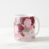 Mug Floral rose monogramme (Devant droit)