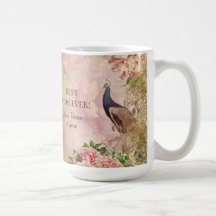 Mug Floral rose Peacock Meilleur Maman Enfants Fête de