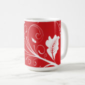 Mug Floral rouge et blanc moderne (Devant droit)