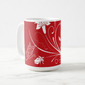 Mug Floral rouge et blanc moderne (Devant gauche)