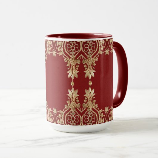Mug floral rouge or moderne (Devant droit)