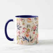 Mug Floral rustique d'aquarelle brune rose ene ivoire (Gauche)