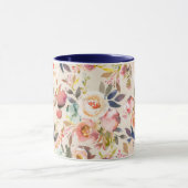 Mug Floral rustique d'aquarelle brune rose ene ivoire (Centre)