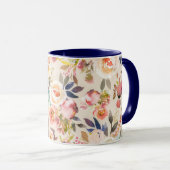 Mug Floral rustique d'aquarelle brune rose ene ivoire (Devant droit)