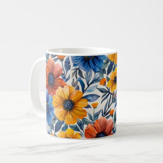 Mug Floral rustique mode rétro motif (Devant gauche)