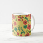 Mug Floral sans couture motif rouge jaune vert fleurs (Devant droit)